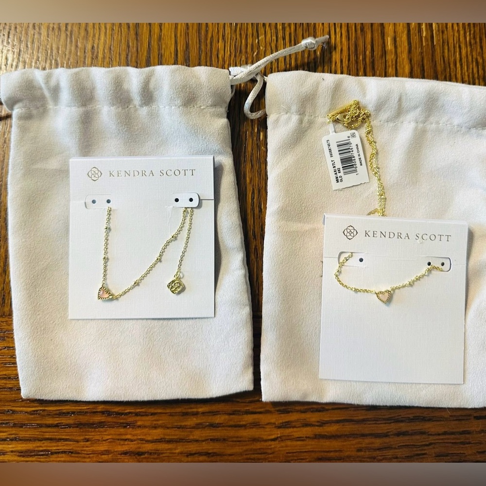 Kendra Scott Mini Satellite Ari Necklace Gold Rose Quartz - 2 Necklaces